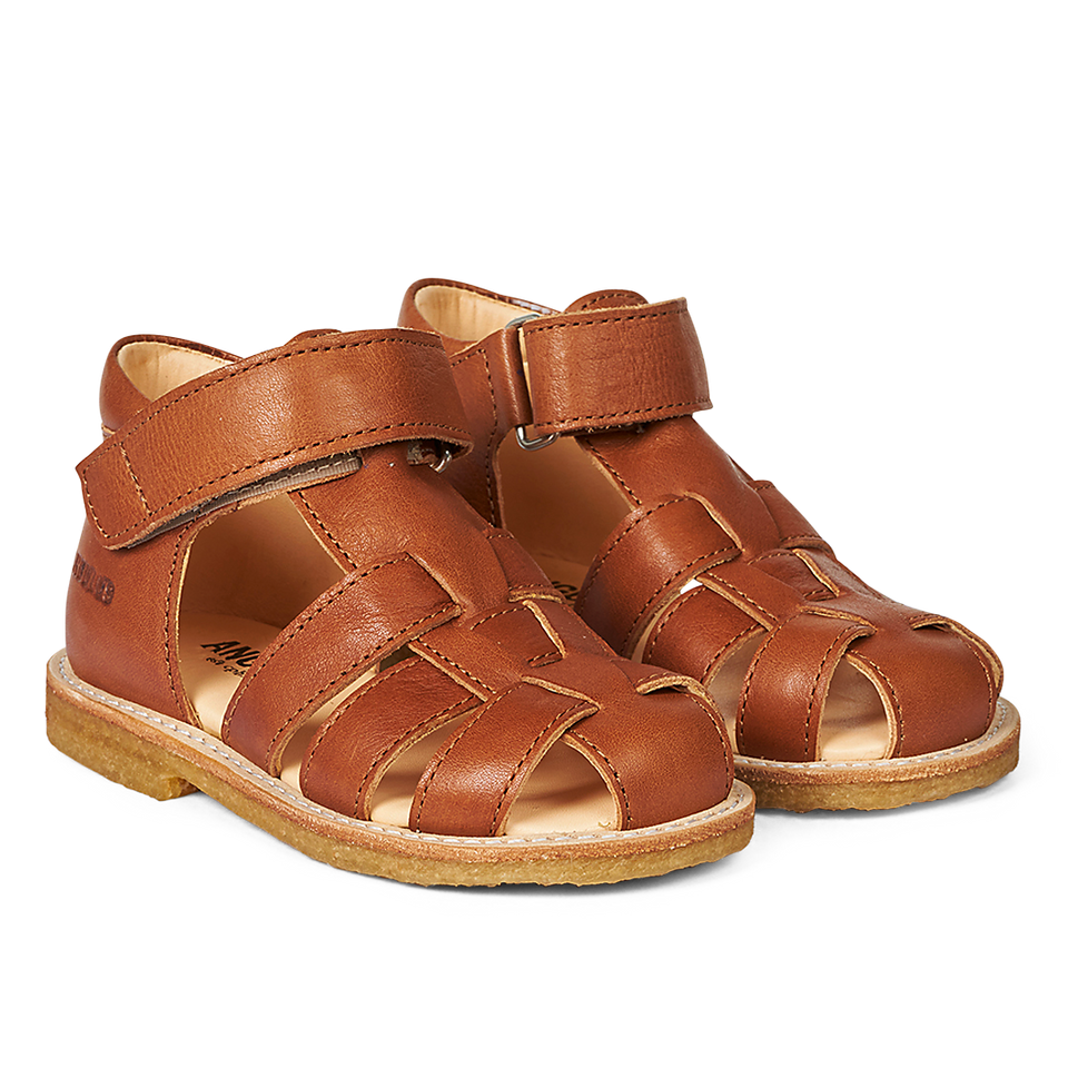 Beginner sandal with velcro closure - Cognac