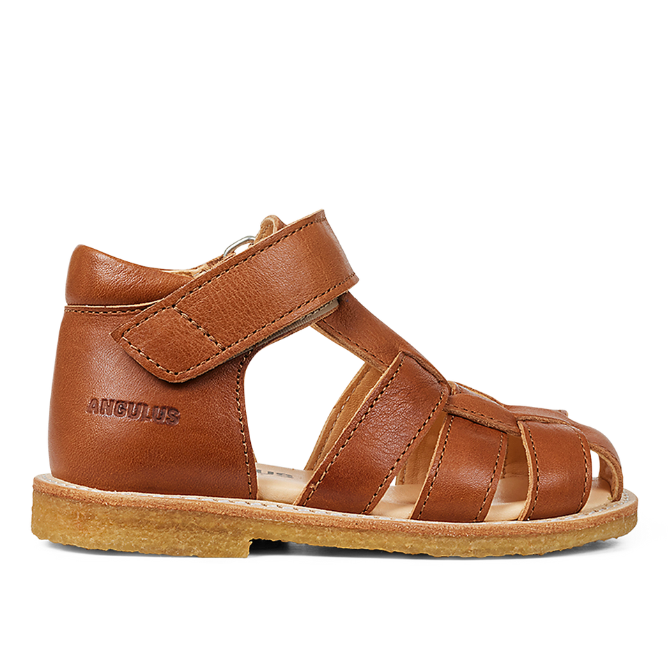 Beginner sandal with velcro closure - Cognac