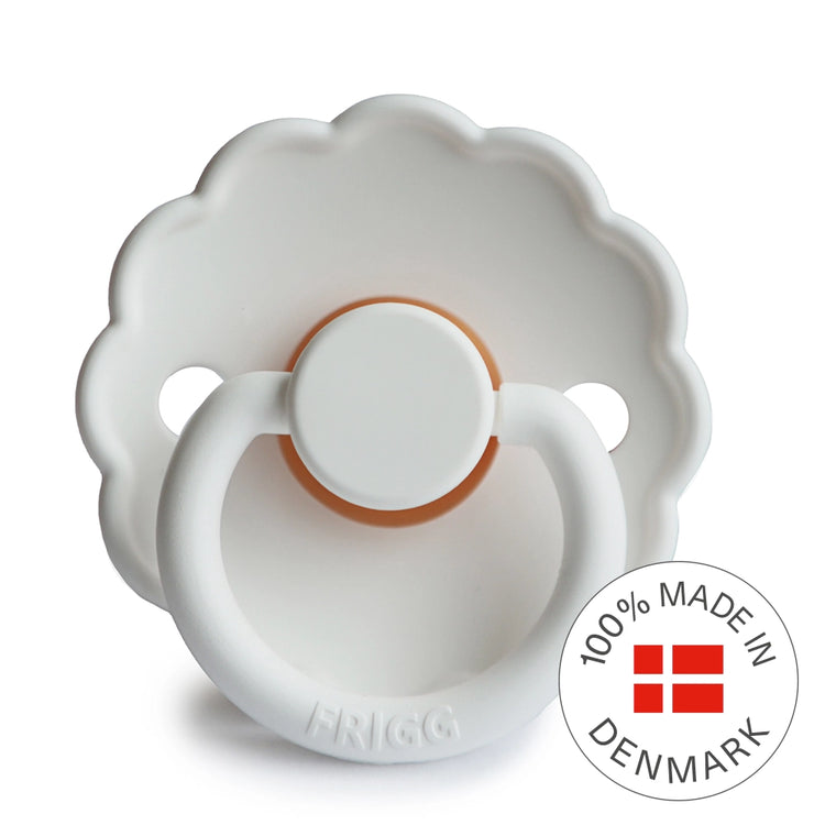 FRIGG Round Pacifier - Daisy Latex Size 1 & 2 - Bright White