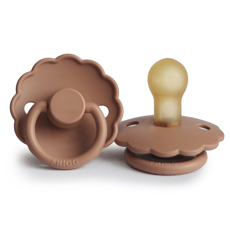 FRIGG Round Pacifier - Daisy Latex Size 1 & 2 - Peach Bronze