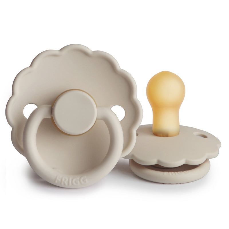 FRIGG Round Pacifier - Daisy Latex Size 1 & 2 - Sandstone