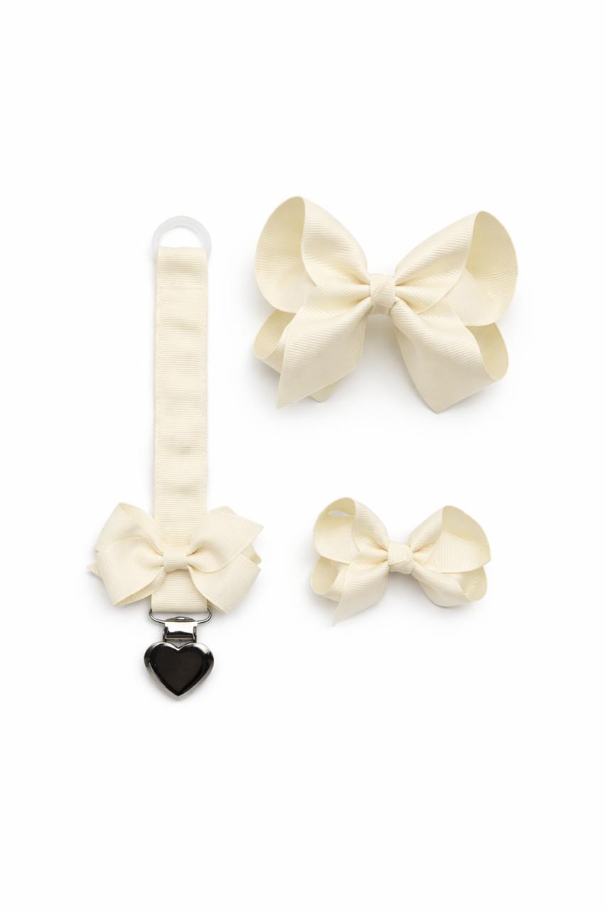 Little Noora - Pacifier Clip - Ivory Cloud