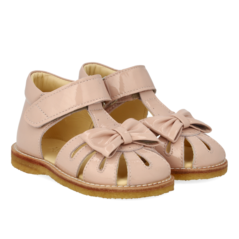 Beginner sandal with bow and velcro closure - Rosebud