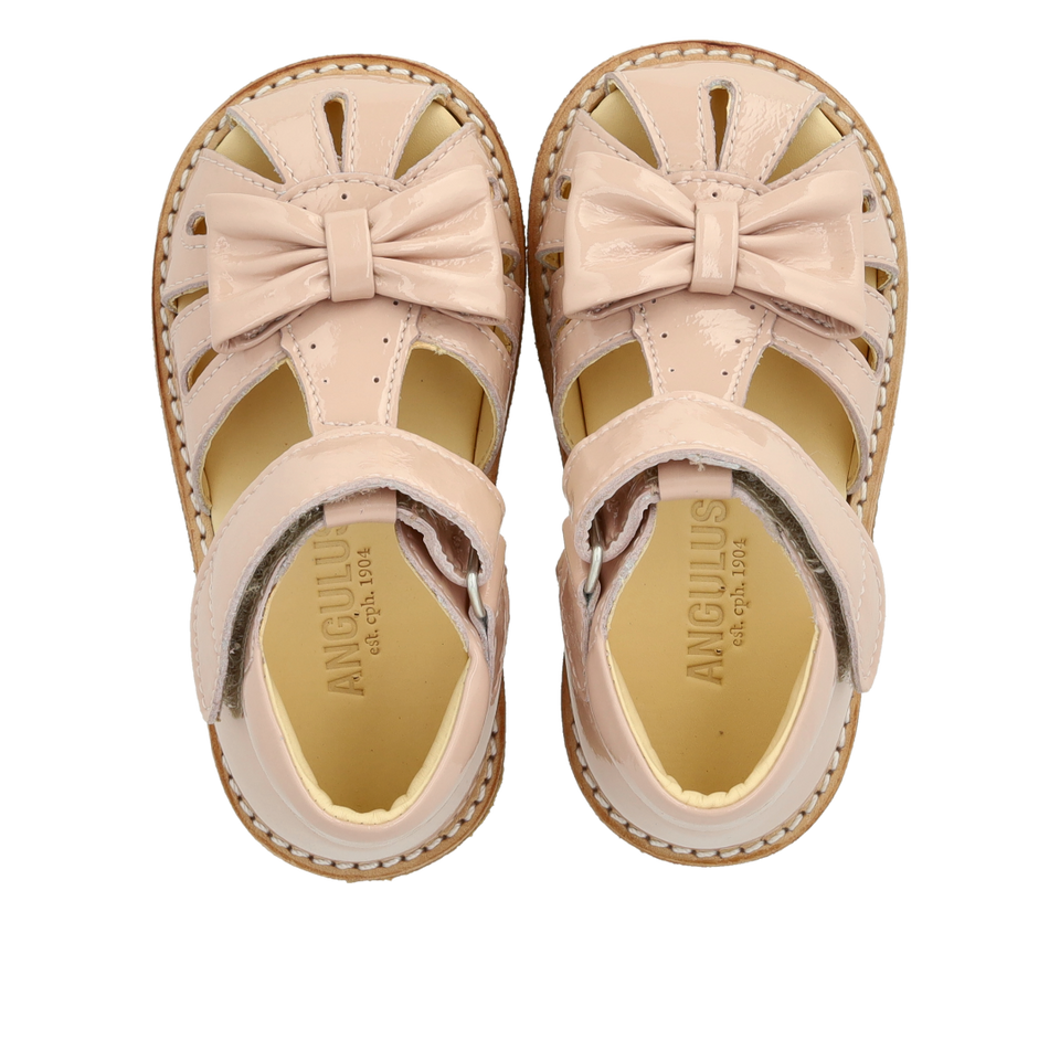 Beginner sandal with bow and velcro closure - Rosebud