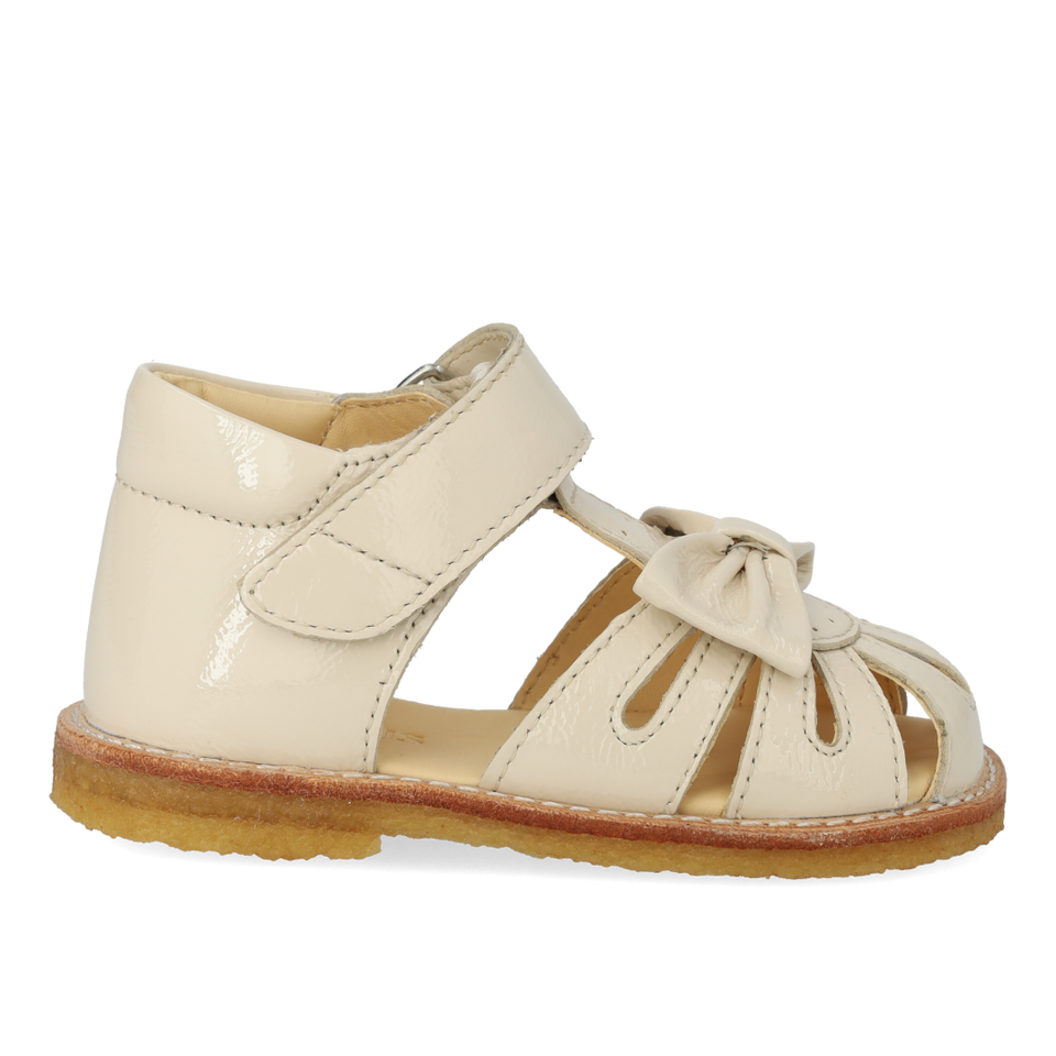 Beginner sandal with bow and velcro closure - Buttermilk
