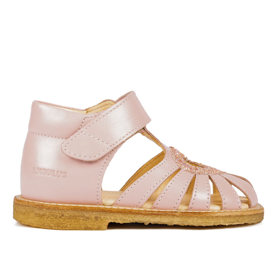 Heart sandal with glitter and velcro closure - Pale Rose