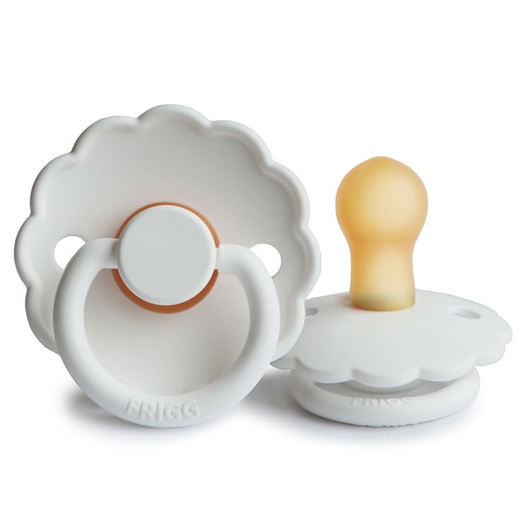 FRIGG Round Pacifier - Daisy Latex Size 1 & 2 - Bright White