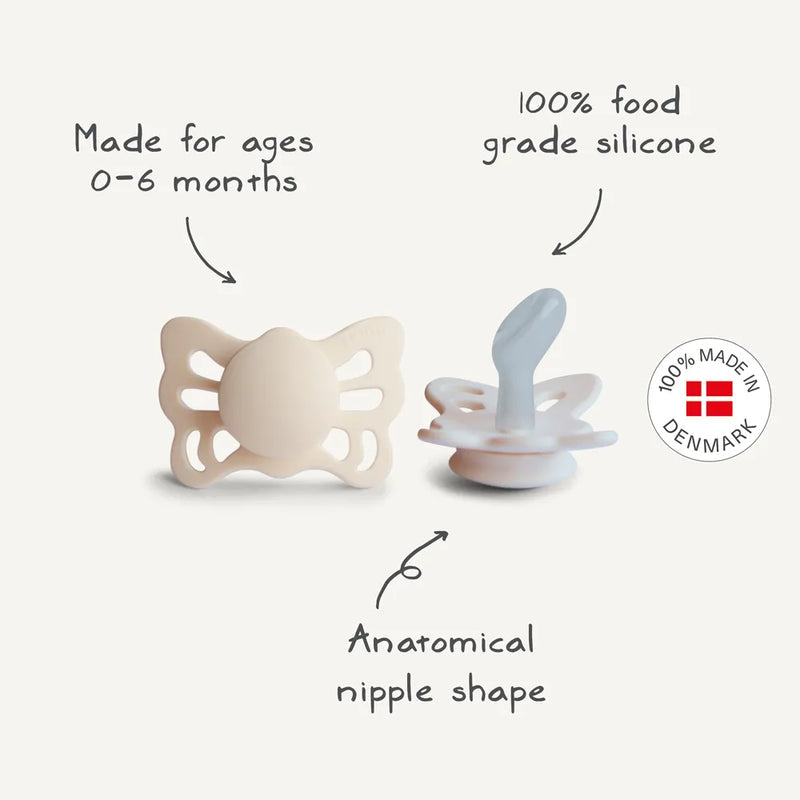 FRIGG Anatomical Pacifier - Butterfly Silicone Size 1 - Cream