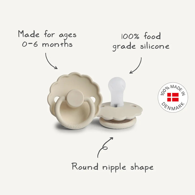 FRIGG Round Pacifier - Daisy Silicone Size 1 & 2 - Croissant