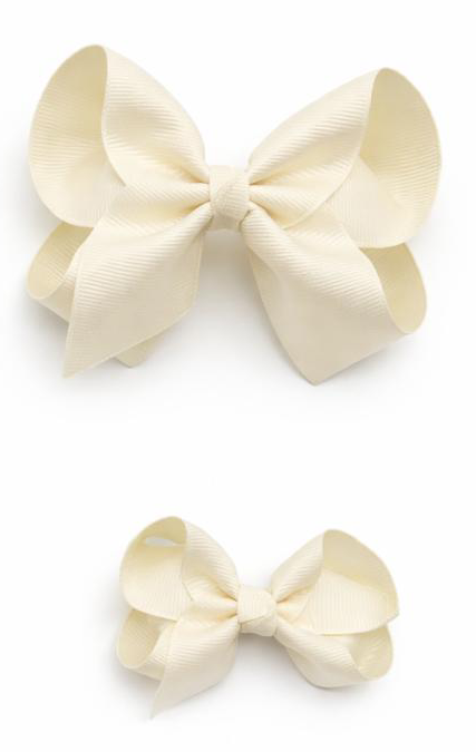 Hair Bow Ivory Cloud